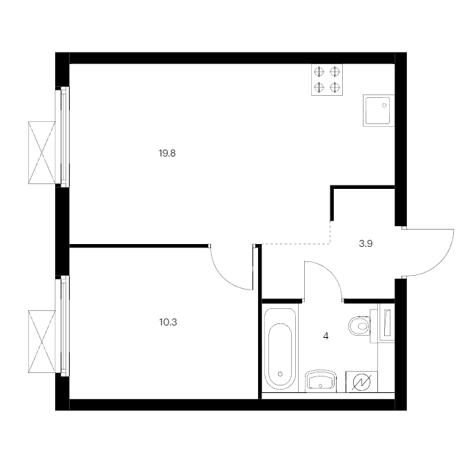 1-комнатная квартира 38 м², 5/11 эт., ЖК «Витебский парк»